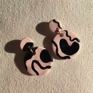 Pink and black earrings